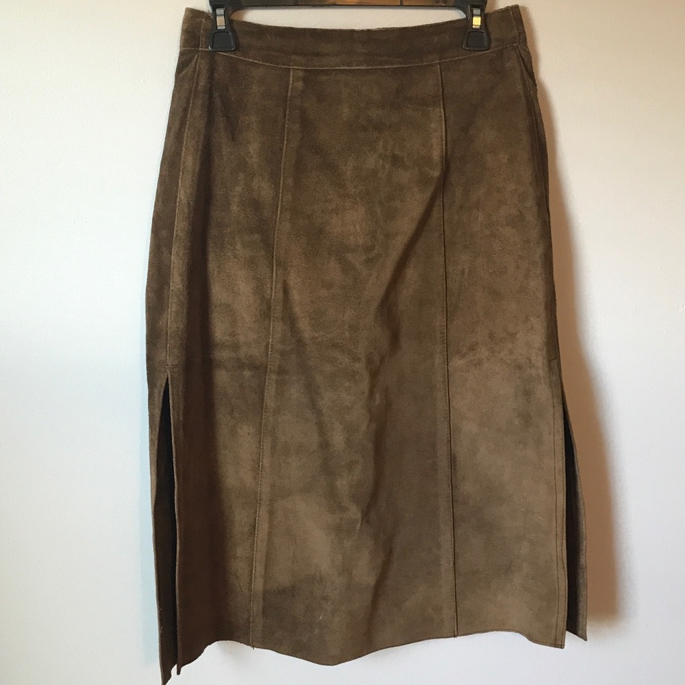 Genuine Leather | Suede A-Line High Midi Skirt